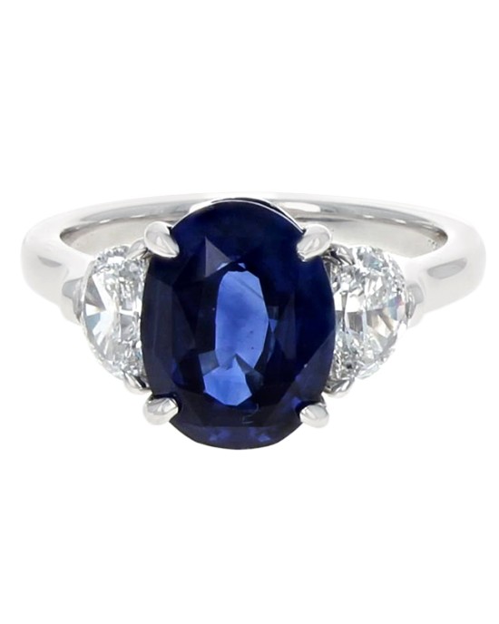 GIA Certified Madagascar Blue Sapphire and diamond ring